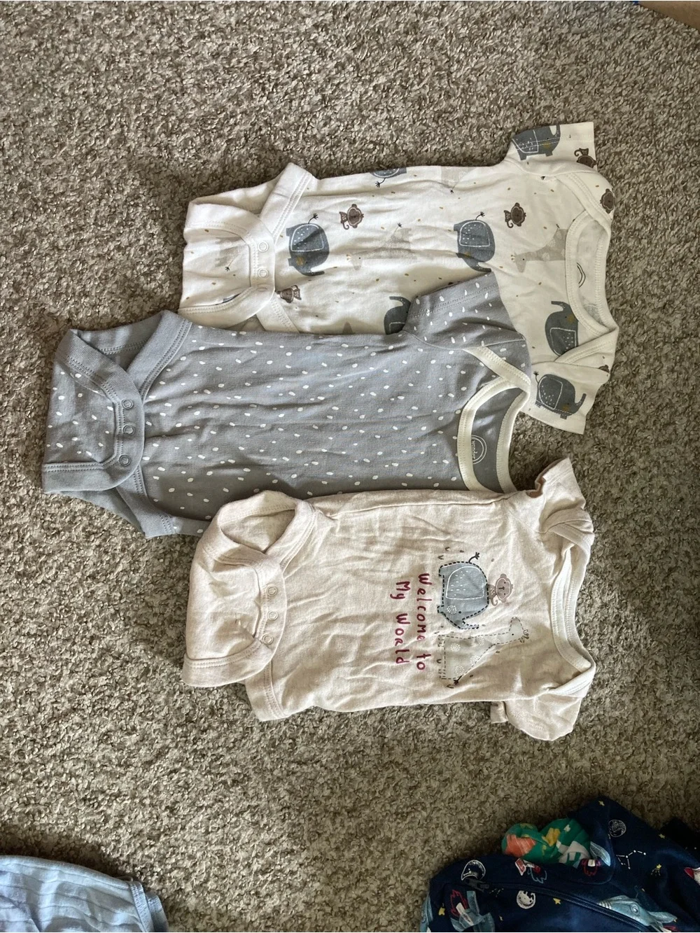 Baby boy Elephant Short-Sleeve Onesies - Pack of 3